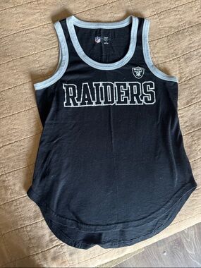 NFL Raiders Black Tank Top with Silver Trim
